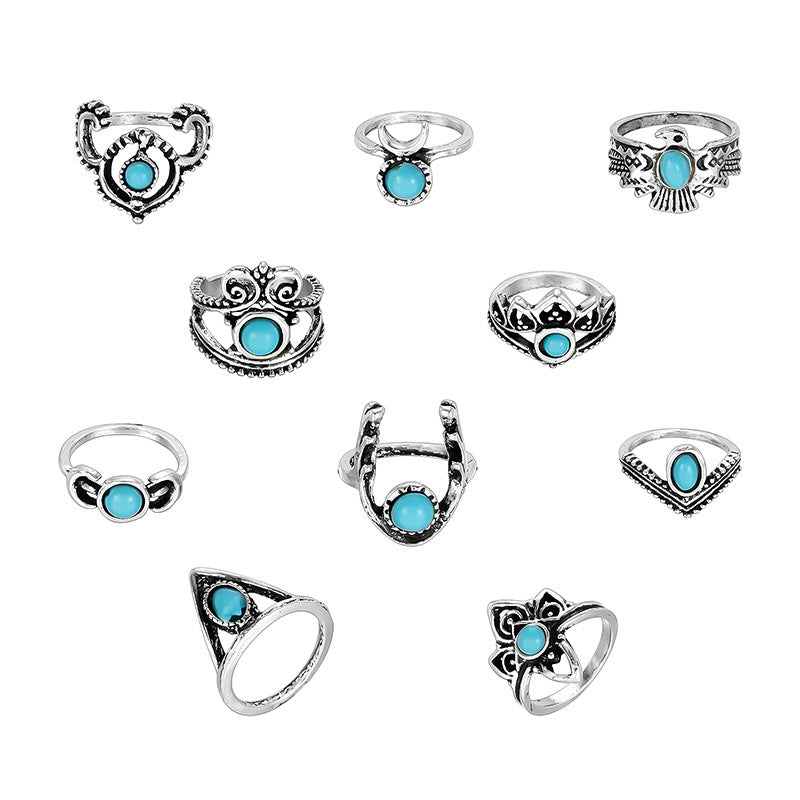 15-piece Set Of Joint Rings With Personality Geometry