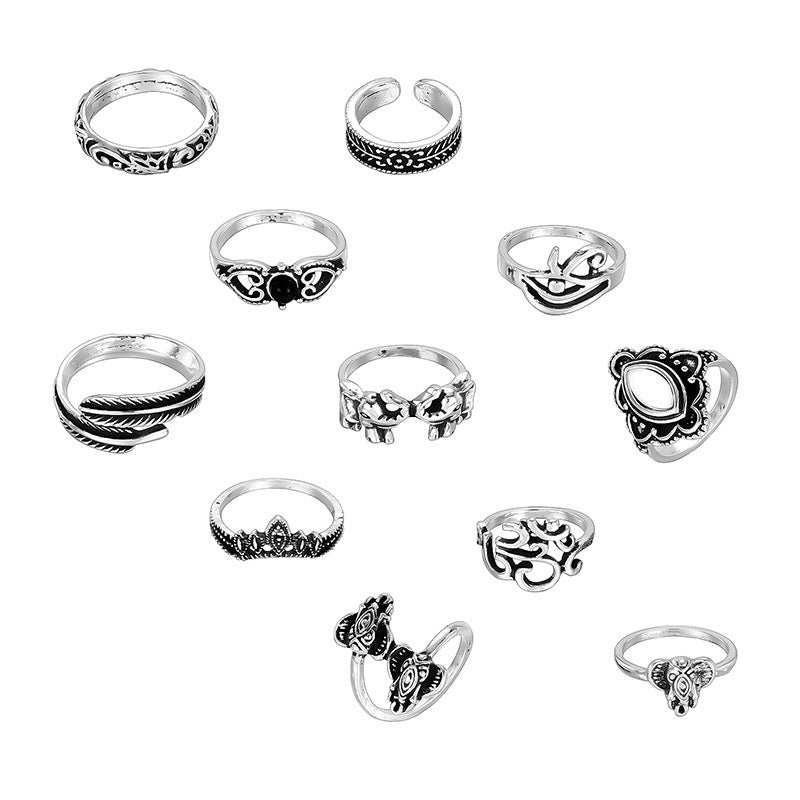 15-piece Set Of Joint Rings With Personality Geometry
