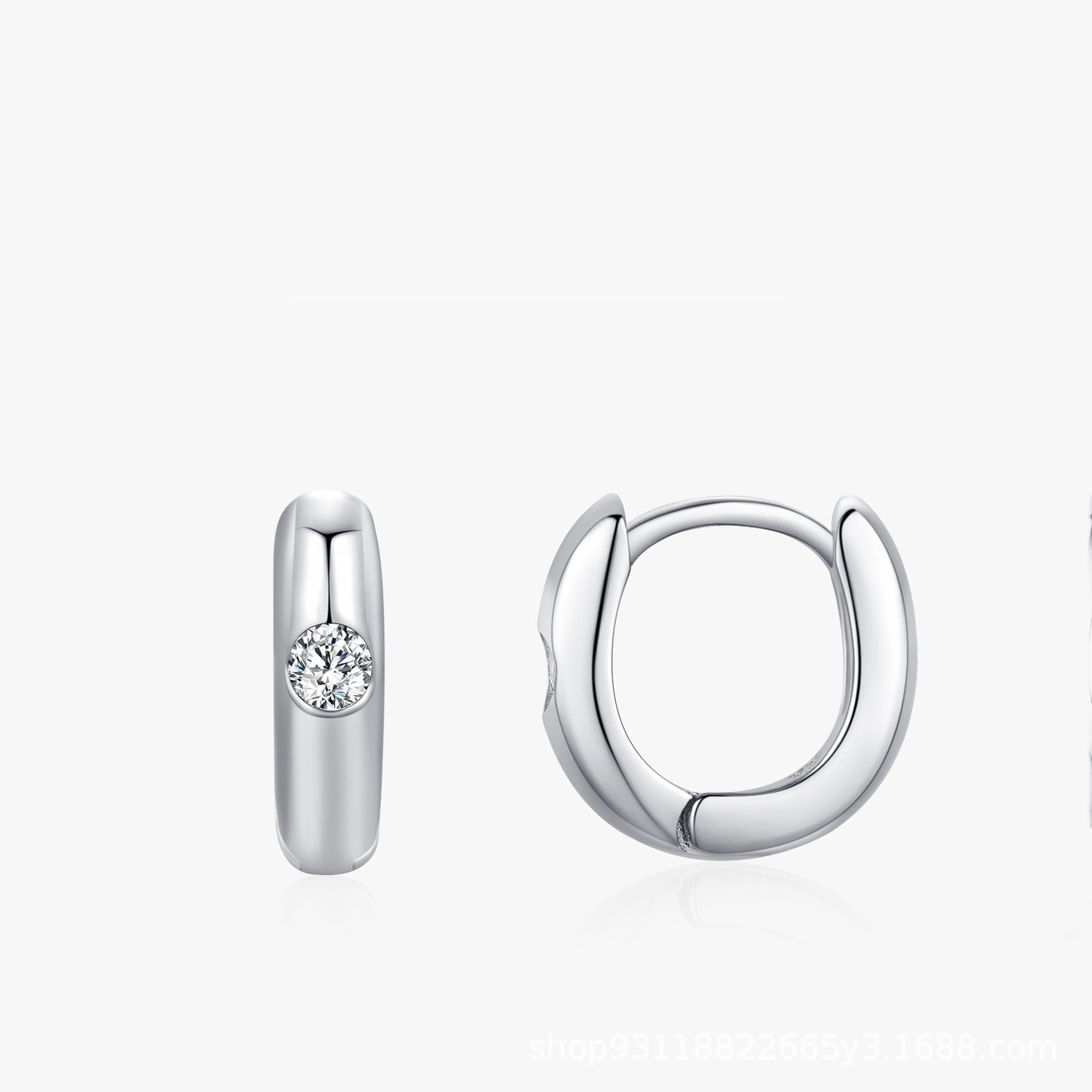 S925 Sterling Silver Minimalist Design Geometric Micro Inlaid Zircon Ear Ring Women