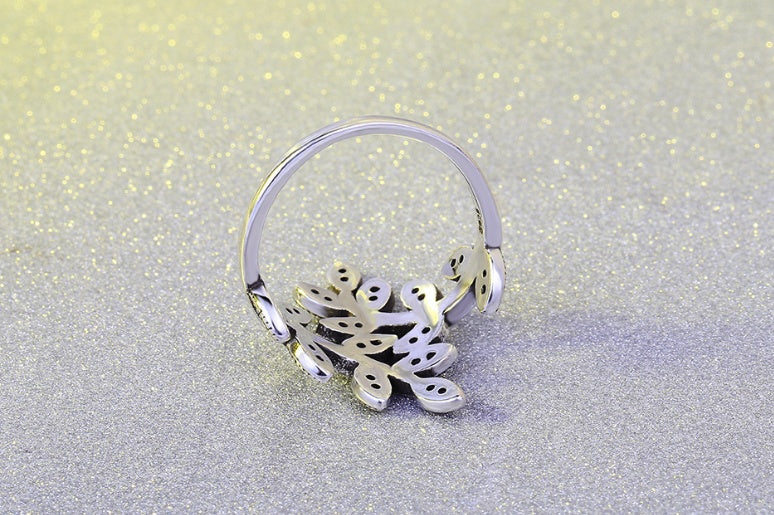 Tree of Life Black Vintage Rings-Adjustable Zircon Leaf Design