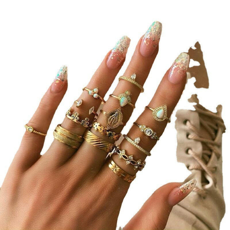 Vintage Carved Joint Ring Set