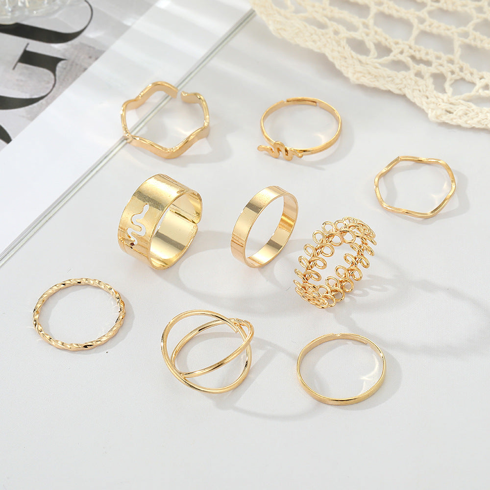 Vintage Snake Openwork Ring Set Of 9 Pieces