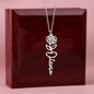 Personalized Birth Flower Name Necklace- Custom Name Pendant with Monthly Birth Month Flower