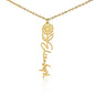 Personalized Birth Flower Name Necklace- Custom Name Pendant with Monthly Birth Month Flower