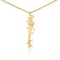 Personalized Birth Flower Name Necklace- Custom Name Pendant with Monthly Birth Month Flower