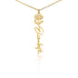 Personalized Birth Flower Name Necklace- Custom Name Pendant with Monthly Birth Month Flower