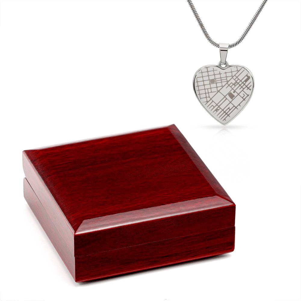 Engraved Christmas Heart Map Necklace