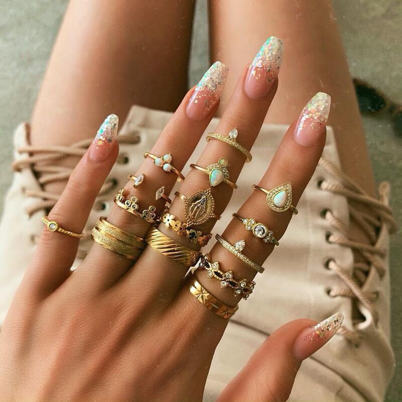 Vintage Carved Joint Ring Set