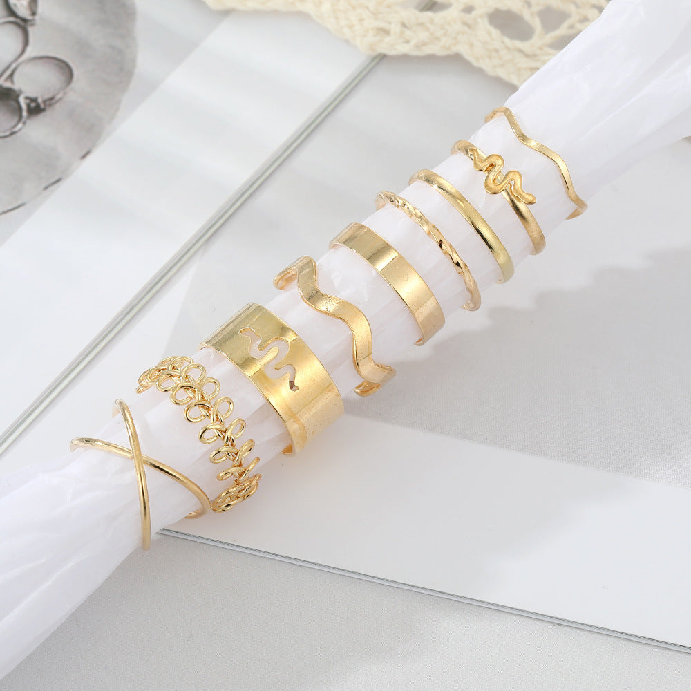 Vintage Snake Openwork Ring Set Of 9 Pieces