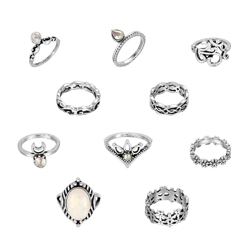 15-piece Set Of Joint Rings With Personality Geometry