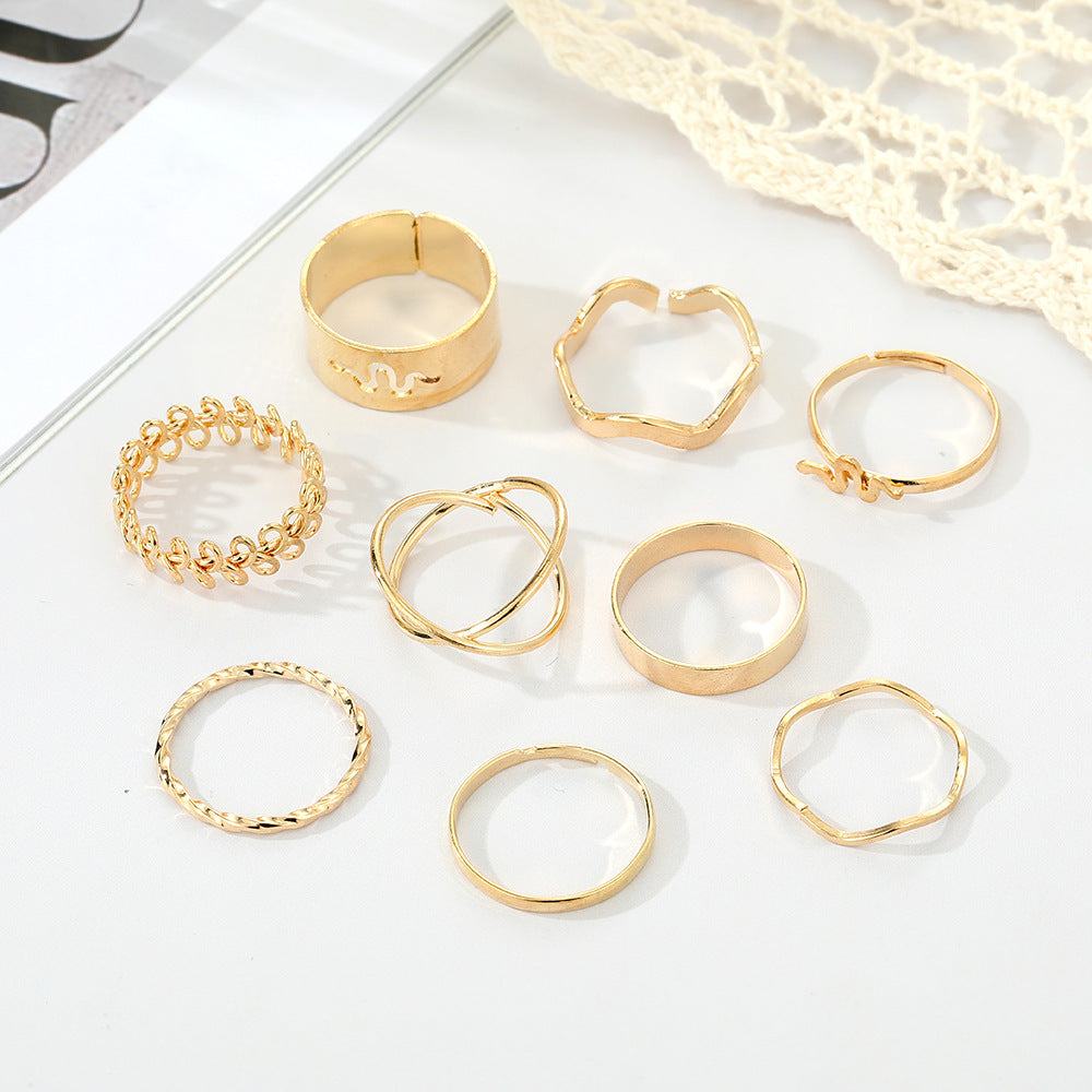 Vintage Snake Openwork Ring Set Of 9 Pieces
