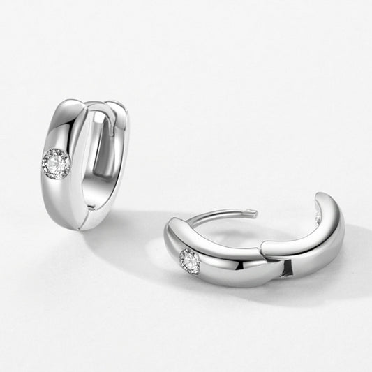 S925 Sterling Silver Minimalist Design Geometric Micro Inlaid Zircon Ear Ring Women
