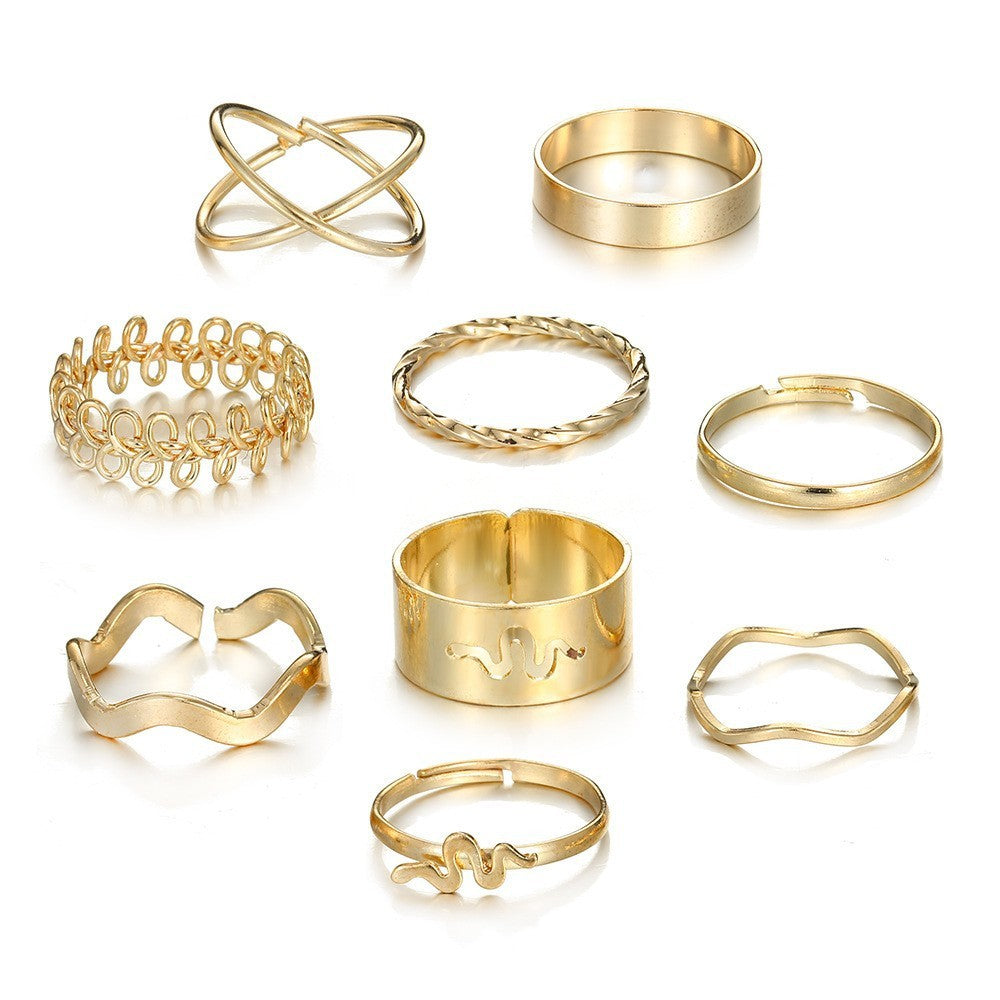 Vintage Snake Openwork Ring Set Of 9 Pieces