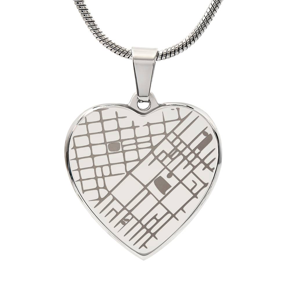 Engraved Christmas Heart Map Necklace