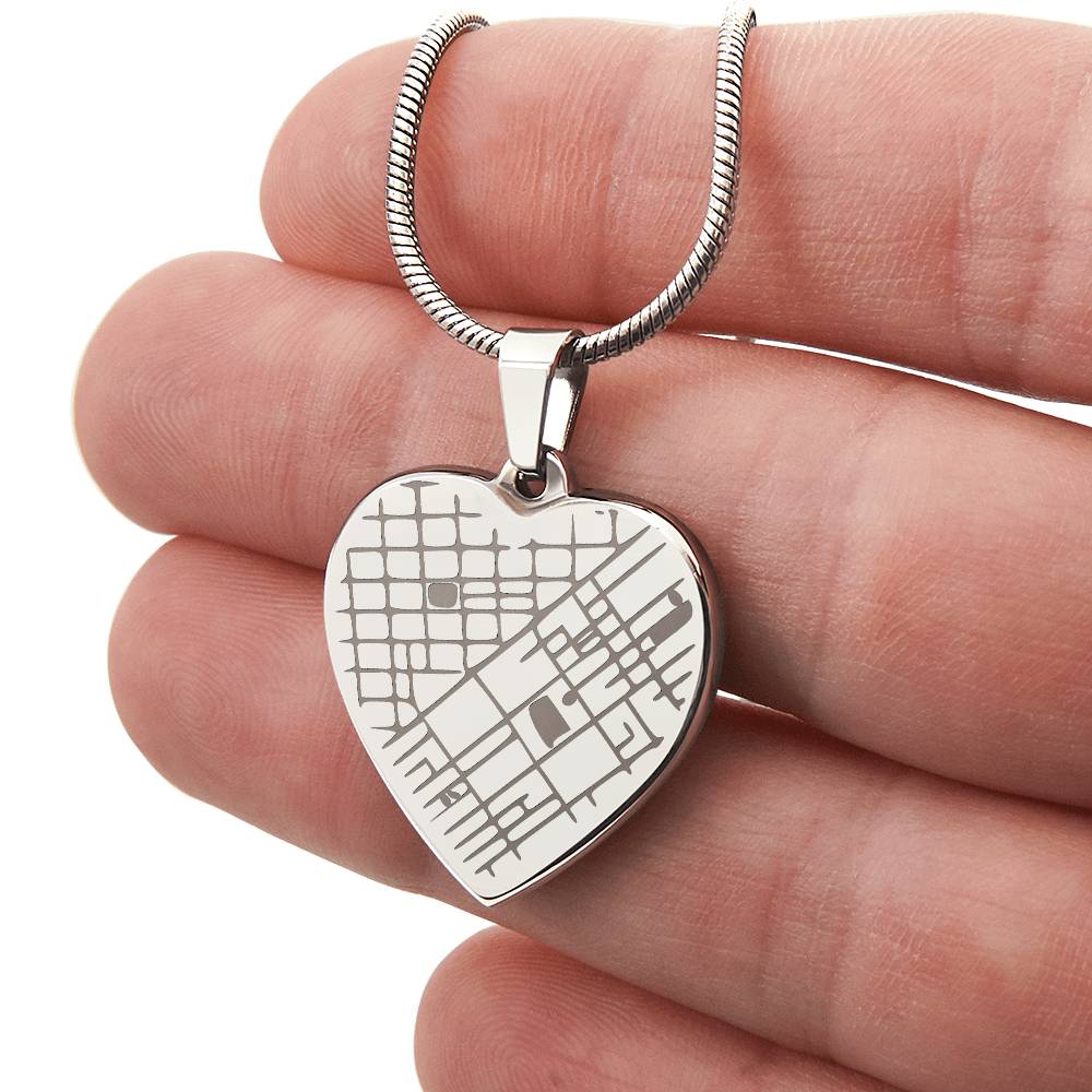 Engraved Christmas Heart Map Necklace