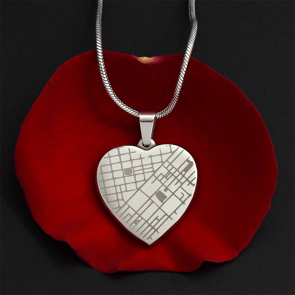 Engraved Christmas Heart Map Necklace