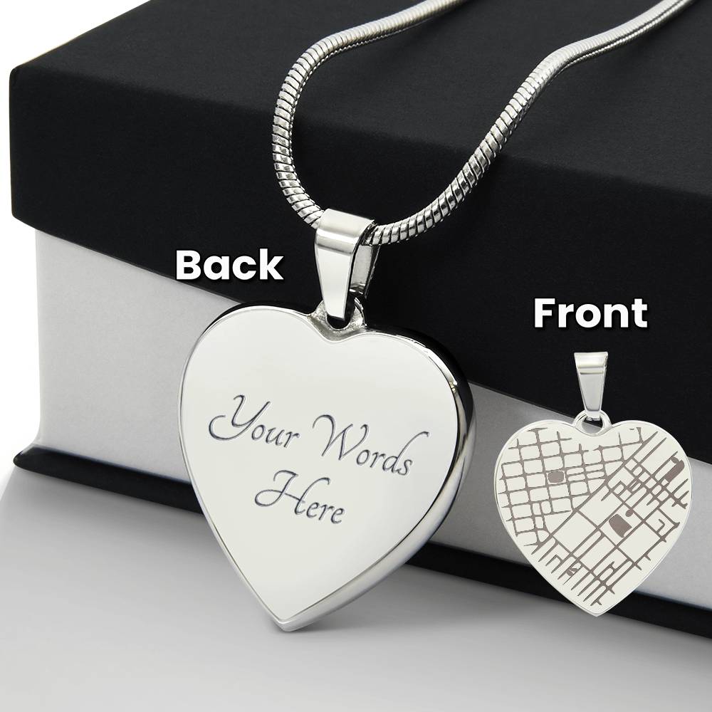 Engraved Christmas Heart Map Necklace