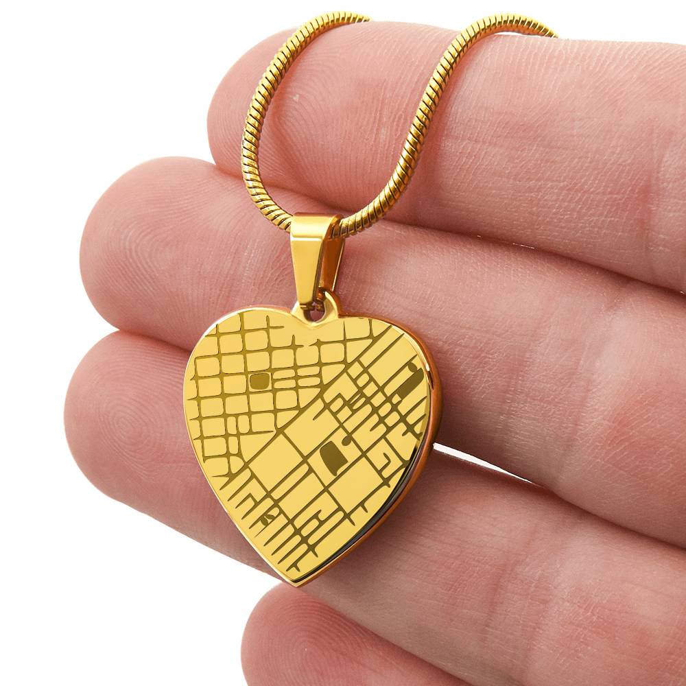 Engraved Christmas Heart Map Necklace