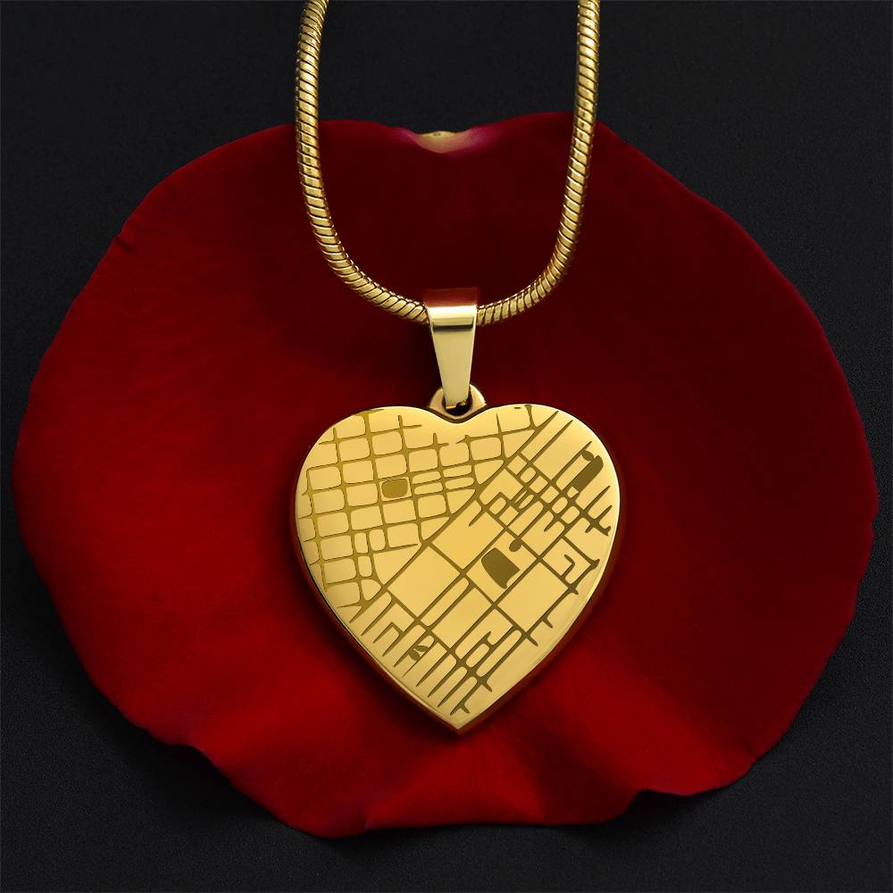 Engraved Christmas Heart Map Necklace