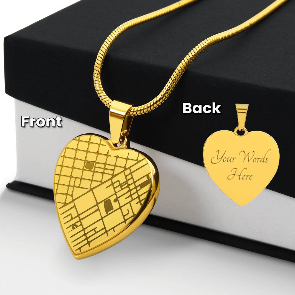 Engraved Christmas Heart Map Necklace