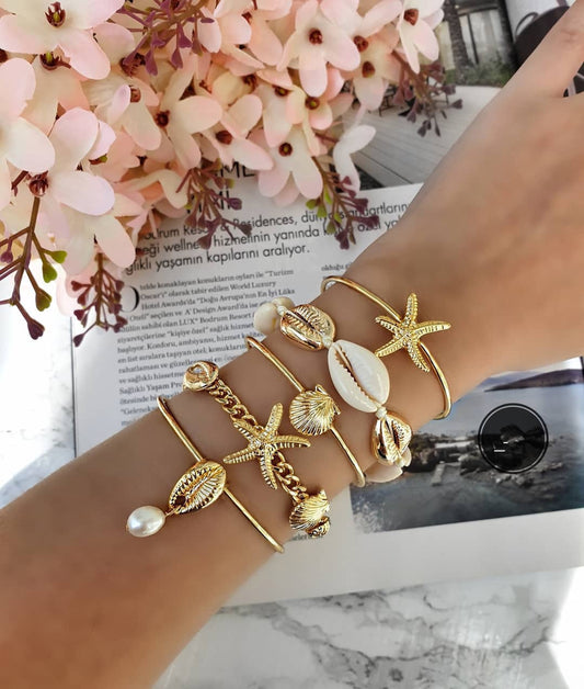 New Ladies Bracelet Bracelet Set Fashion Starfish Shell Pearl Combination Bracelet