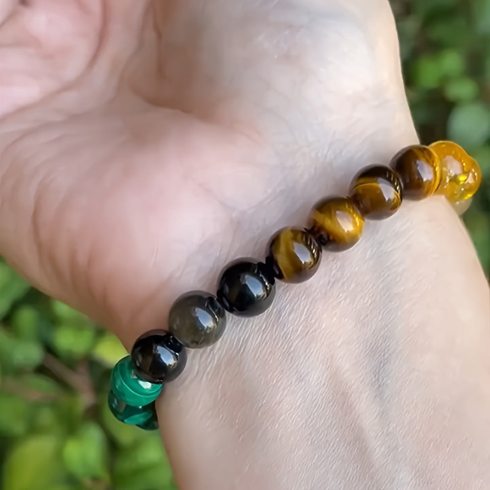 Citrine & Malachite Crystal Bracelet – Attract Abundance, Wealth & Protection
