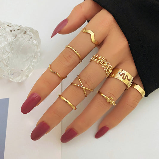 Vintage Snake Openwork Ring Set Of 9 Pieces